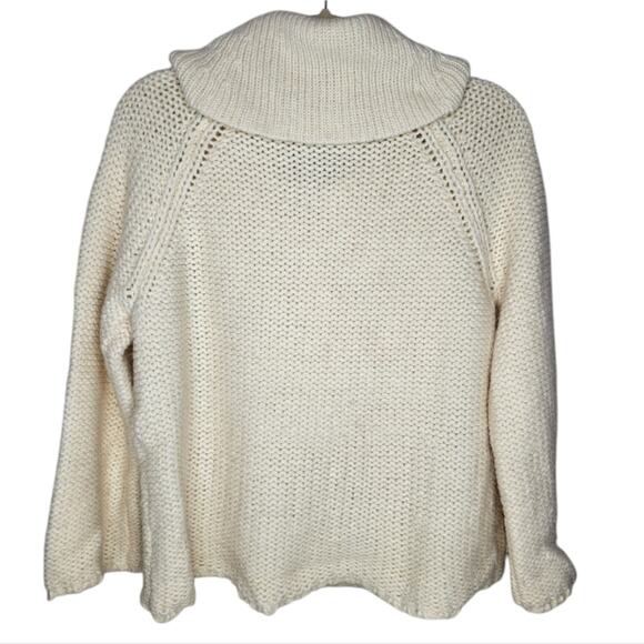Michael Michael Kors Cowl Neck Cropped Ivory Aplaca Blend Cable Knit Sweater P/L - Picture 2 of 8